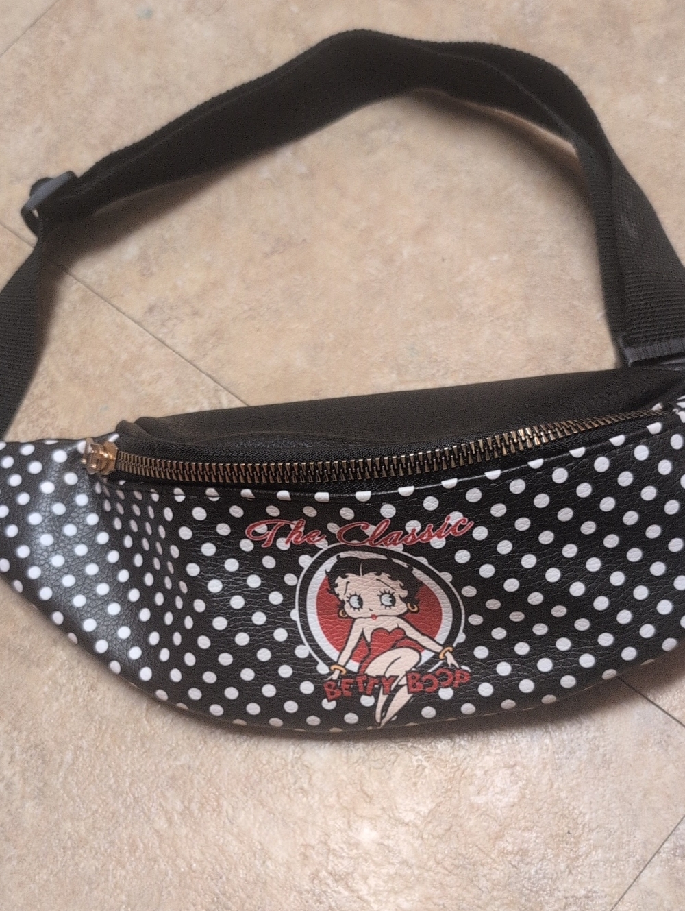 Betty Boop Black White Polka Dot Fanny Pack with Red Accents